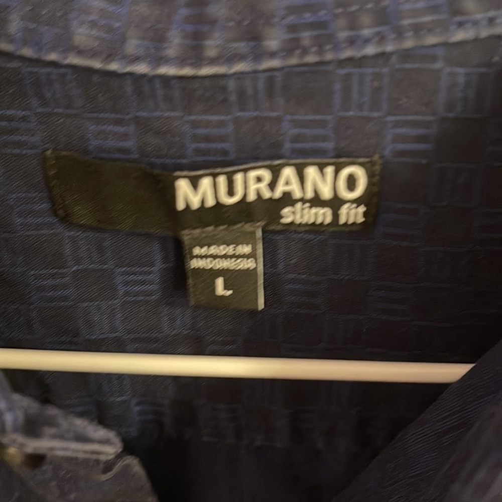Slim Fit Black with Dark Blue square pattern Murano shirt - Picture 2 of 3